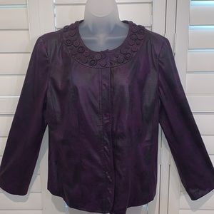 Chicos, block printed Purple Jacket with disk decorations